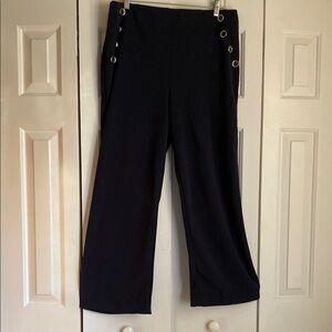 Stylish Blue Wide-Leg Pants with Button Detail